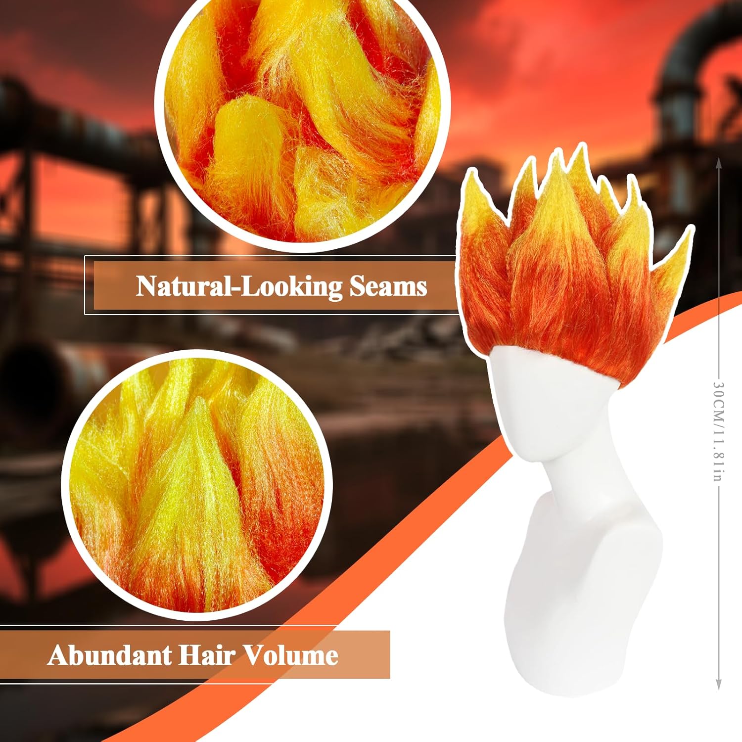 Flame Costume Wig Stylish Flam - Cosplay Flame Prop review and price